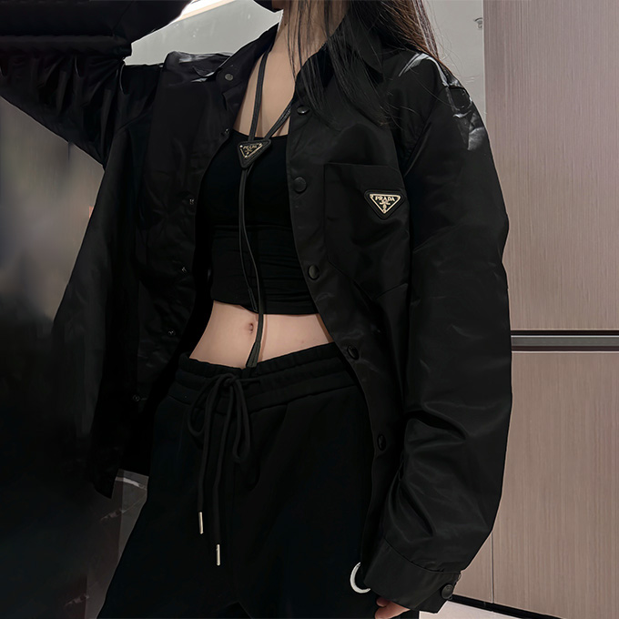 prada triangle logo nylon shirt